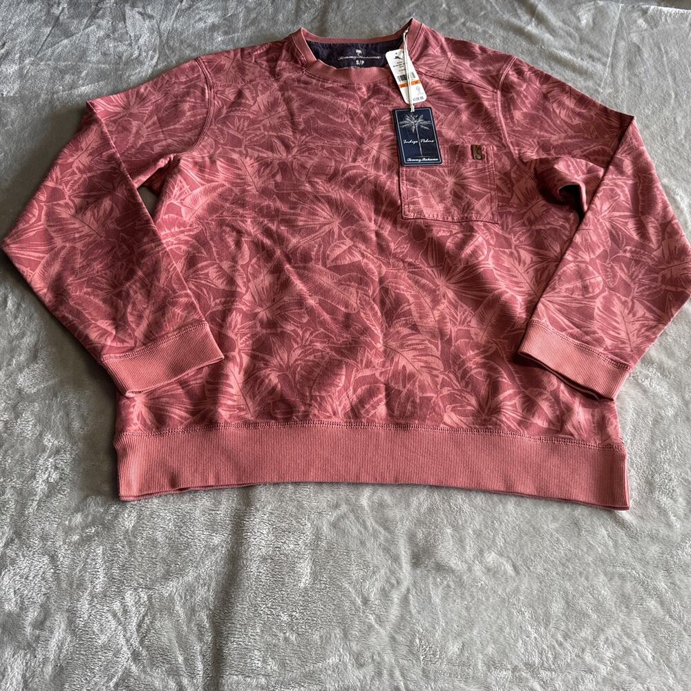 Tommy Bahama NEW Ben & Terry Twilight Palms Men Sweatshirt Sz S Orange Pullover